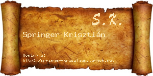 Springer Krisztián névjegykártya